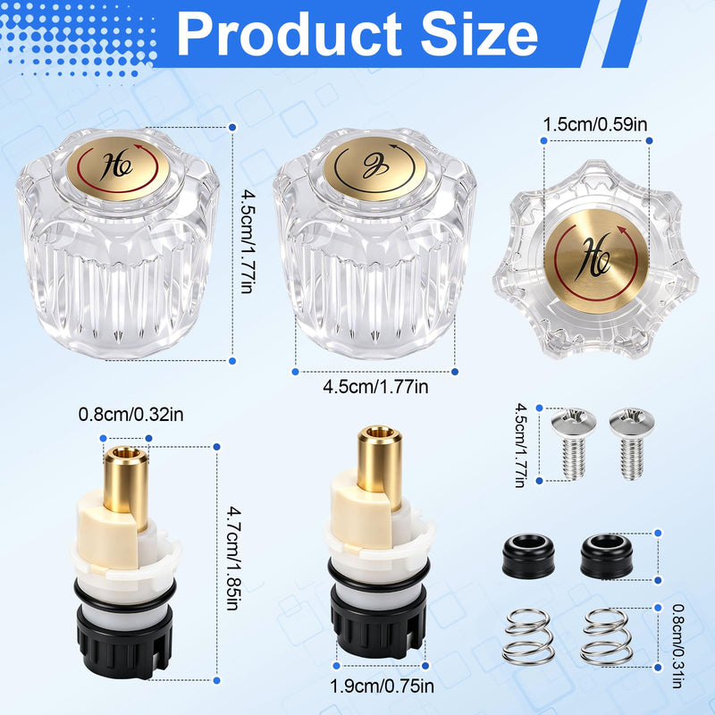 4 Pack Clear Acrylic Faucet Handle and RP25513 Cartridge Stem Repair Kit 4