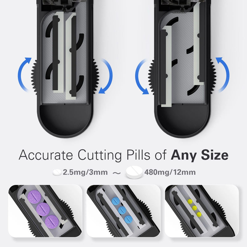ONE PIX Pill Cutter Splitter for Small and Tiny Pills, Professional Adjustable Pill Cutter with Hidden Stainless Steel Blade, Safely Cuts Multiple Pills at Once, Grey 1 PCS