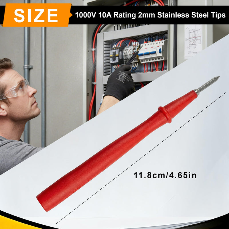 ZIBOO TP1 Slim-Reach Flat Blade Test Probe with Stainless Steel Tip, 1000V Voltage, 10A Current, Compatible with Fluke T5-1000 T5-600 T6-1000 T6-600 Electrical Voltage Continuity Current Tester 1000 VDC