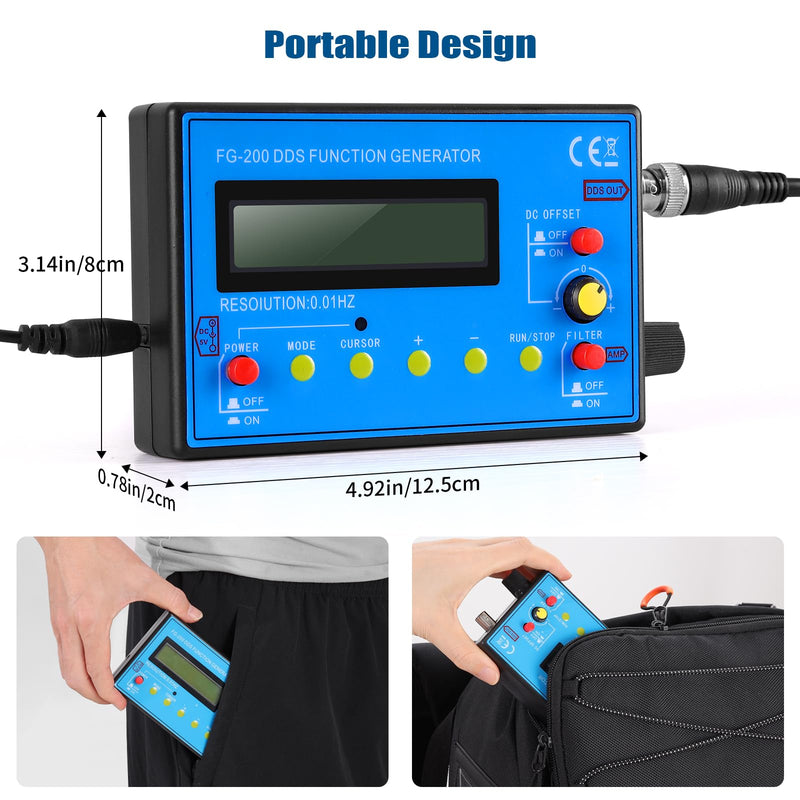Mini DDS Signal Generator,1Hz-500kHz Multifunction Waveform Generator Signal Source with 7.83Hz Schumann Resonator, Ideal for Audio Testing, Oscilloscope Calibration, Tracking Down Circuit Faults 180MA