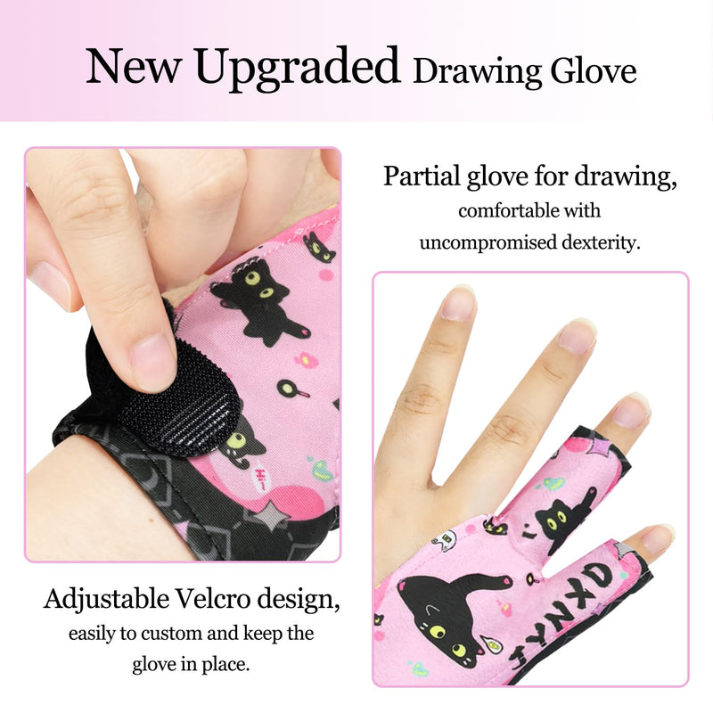 Drawing Glove for iPad, 3-Layer Palm Rejection Artist Glove(Size M, Pink) Medium