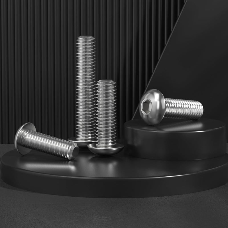 50Pcs 1/4-20 x 1-1/4" Button Head Socket Cap Bolts Screws, 304 Stainless Steel 18-8, Allen Hex Drive, Bright Finish, Fully Threaded, Hex Spanner Included (VG30307) 1/4*1-1/4(50pcs) Silver