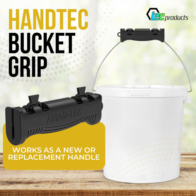 HANDTEC Bucket Grip, Ergonomic Rubber Handle for Buckets in Construction, Farming, Gardening, and DIY Projects, Non-Slip, High-Durability Rubber, Made in USA, Pack of 1