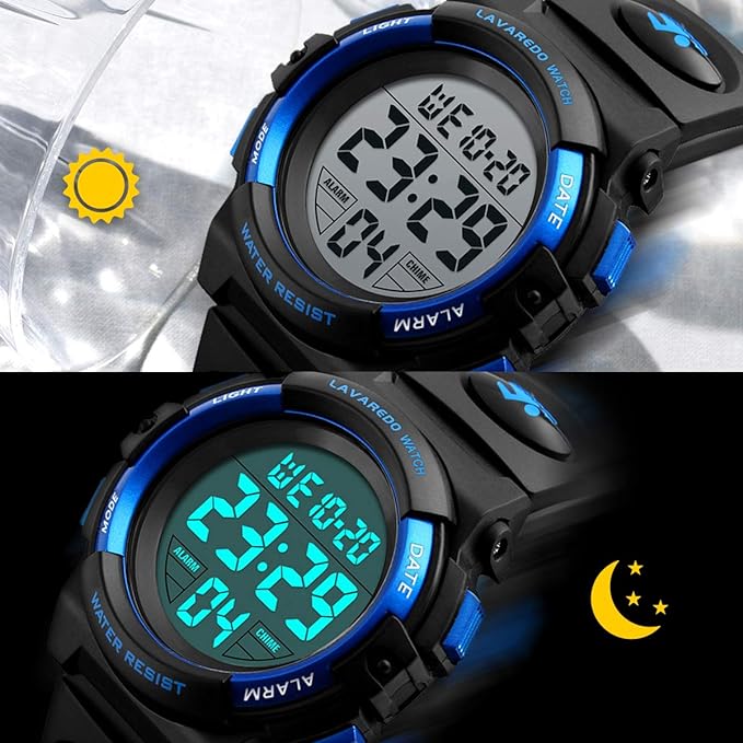 Kids Watch, Digital Watch, Boys Sports Watch, General Outdoor Use, Multifunctional, Waterproof Up To 164.0 ft (50 m), Alert, Date Display, Dual Time, LED, Analog Display, 1-blue - NewNest Australia
