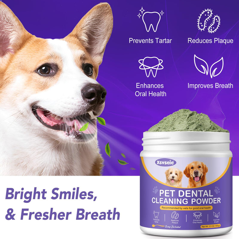 Dog Dental Powder,Dog Teeth Cleaning Powder,Plaque Off Powder Dog,Remove Food Residue and Tartar,Eliminate Oral Odor,Dog Breath Freshener-100G