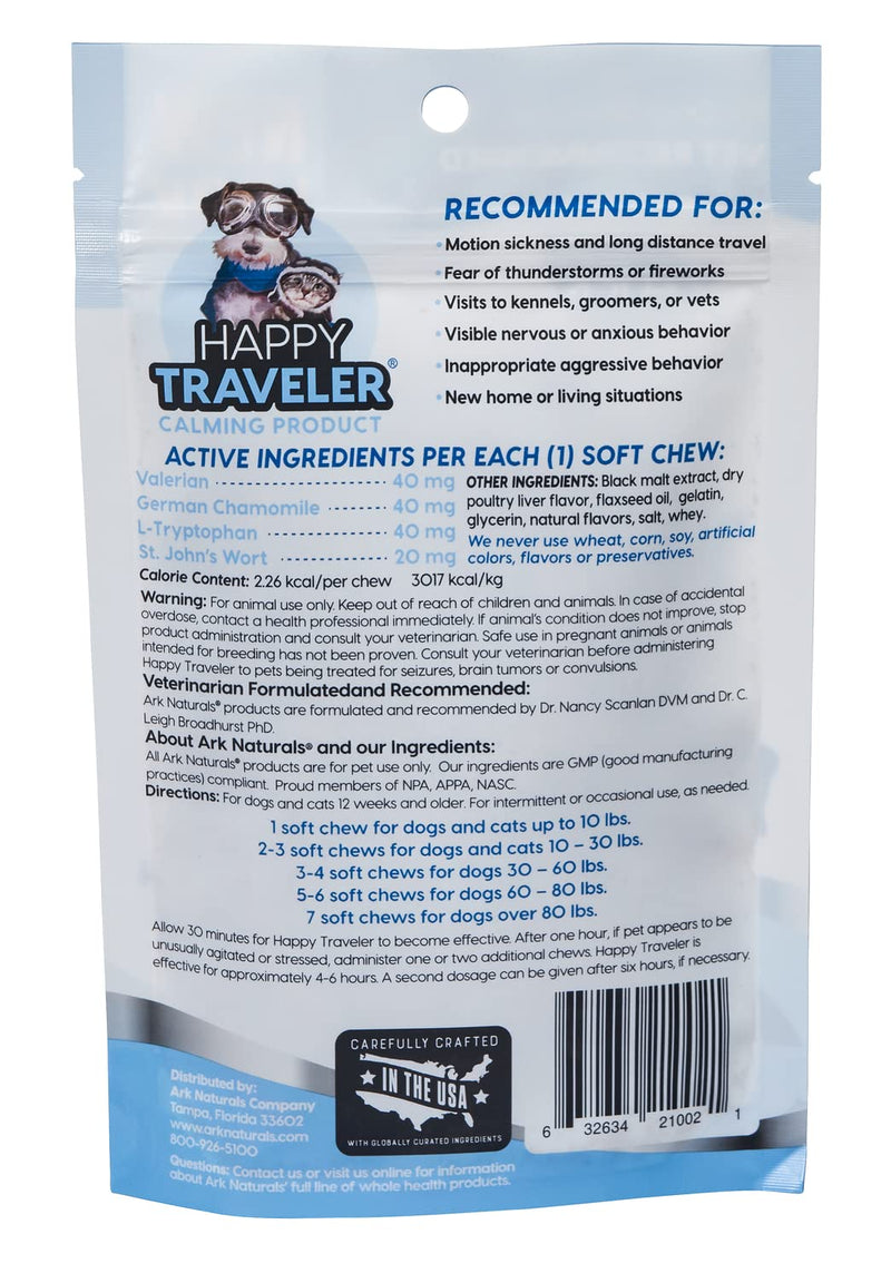 Ark Naturals Happy Traveler Calming Chews for Dogs, Bundle Pack 75 Soft Chews (Pack of 2)