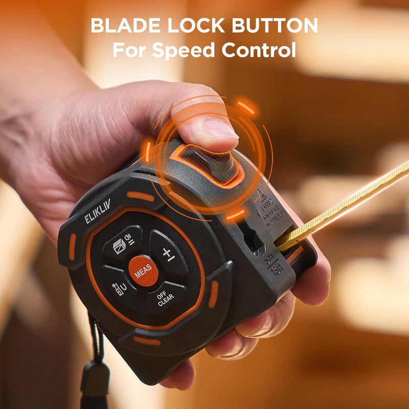 Laser Tape Measure 197Ft Laser Measurement & 16Ft Manual Measuring Digital Tape Measure Support to Pythagorean Mode, Area, Volume, Ft/Ft+in/in/M Unit Distance Meter for Woodworker Tool