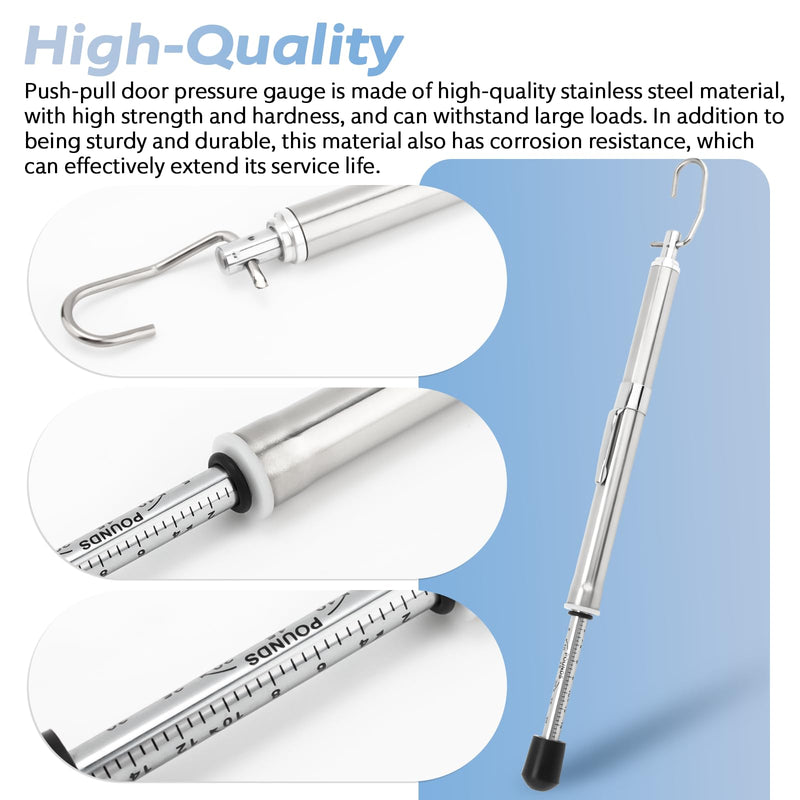 Door Pressure Gauge 0-35 Lbs for Meets ADA Requirement Door Test Tool, Door Pressure Gauge Push-Pull Force Tester with Plastic Protective Tube