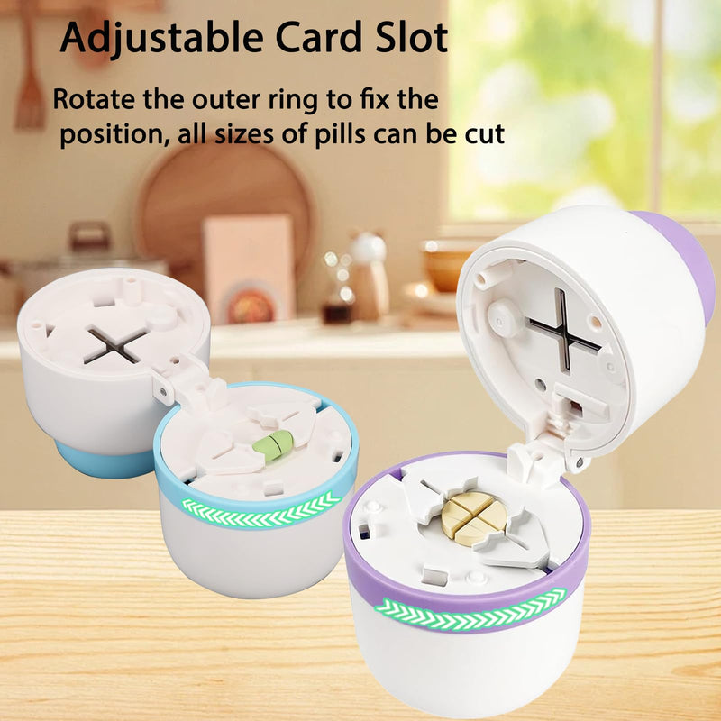 1/4 Pill Cutter with Storage, Professional 1/2 Pill Splitter for Small or Large Pills, Precise & Easy Stainless Steel Blade(Blue) Blue