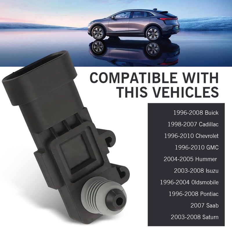 Car Fuel Tank Pressure Sensor – Vapor Vent Port Replacement, OEM #16238399 9377680 09377680 16196060, Compatible with Delphi 3rd Gen Sensors (Black)