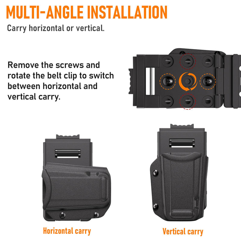 Kydex Multitool Sheath for Leatherman Surge, Bit Kit Holder and 2 Belt Clip | 1.5 mm rigid shell; adjustable retention; removable flint stick; horizontal and vertical carry