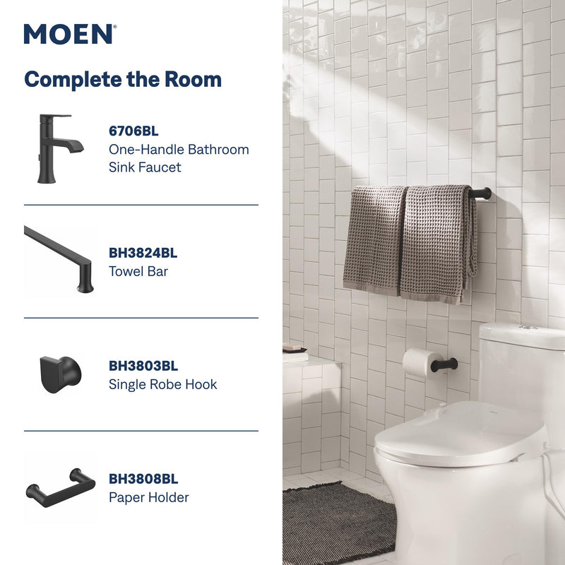 Moen Genta LX Matte Black Pressure Balancing Modern Shower Lever Handle, Posi-Temp Valve Required, T2471BL 7.72 x 7.87 x 4.57 inches (Pack of 1)
