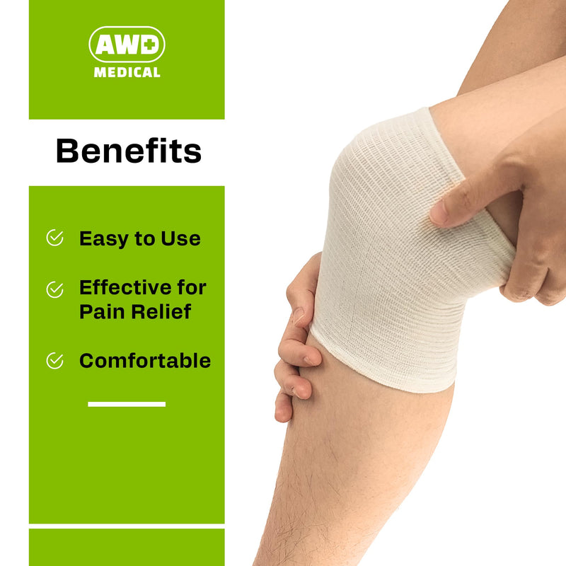 Elasticated Tubular Support Bandage - Reusable Compression Wrap for Joint Pain Relief - Stockinette Tubing for Large Knees/Medium Thigh - Off-White (Size F - 4 inches x 11 Yards) + Scissors Off White Size F - 4 Inch x 11 Yards
