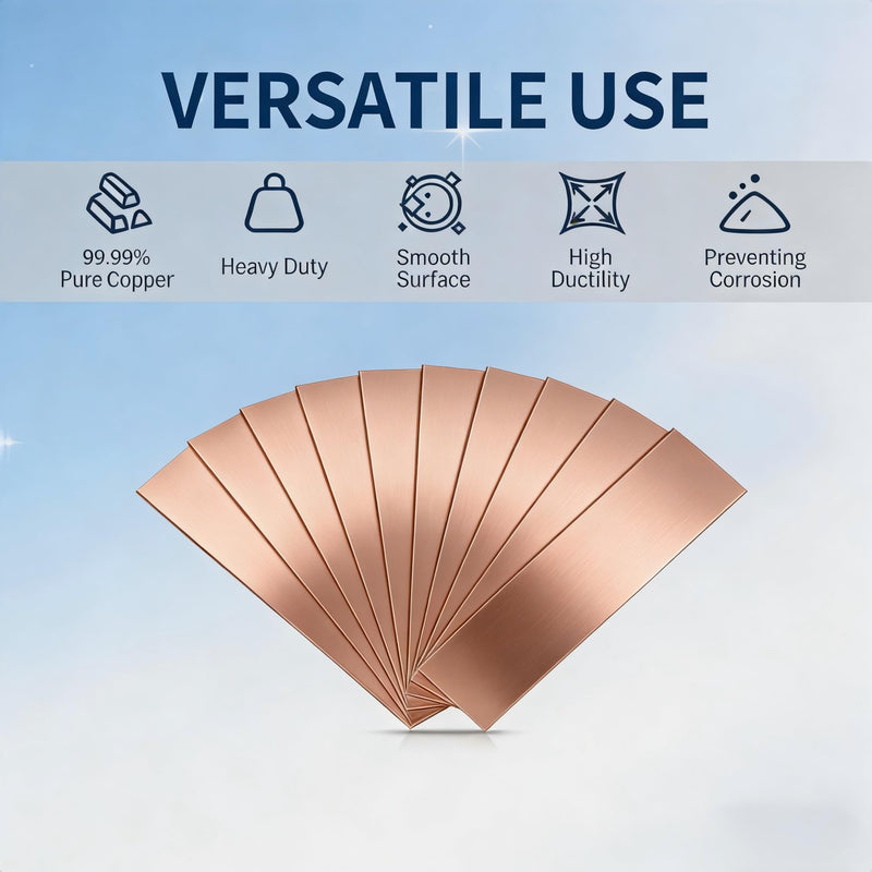 10 Pcs 99.99% Pure Copper Anode Strip, 0.04''x1''x6'' Copper Plate Sheet for Electroplating Kit, Jewelry Plating & DIY Project 10