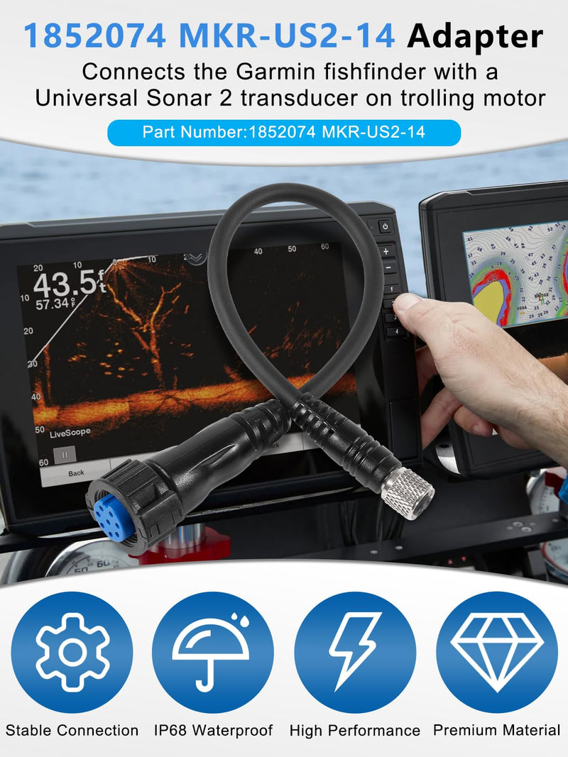 Replacement for 1852074 MKR-US2-14 Universal Sonar 2 Adapter Cable 8-Pin for Trolling Motors to Garmin ECHOMAP and GPSMAP, Connection for LiveScope Chartplotter and fishfinder
