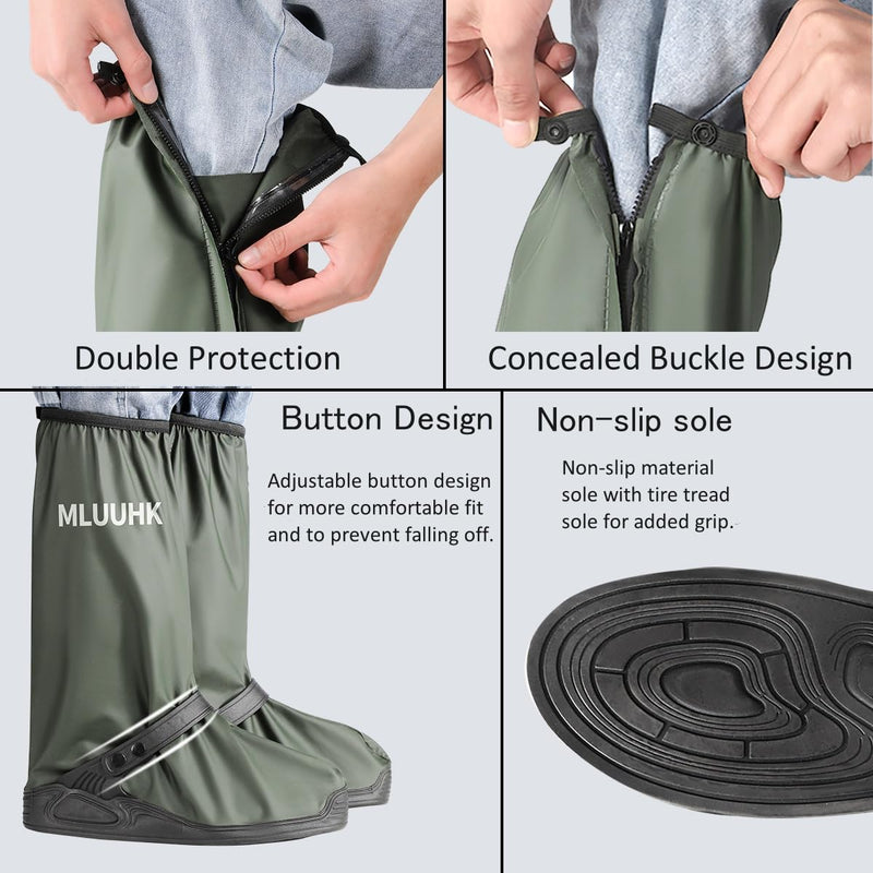 Rain Shoe Covers, Reusable Waterproof Rain Cover for Shoes, Non-Slip PVC Snow Boot Covers for Men and Women X-Large Green