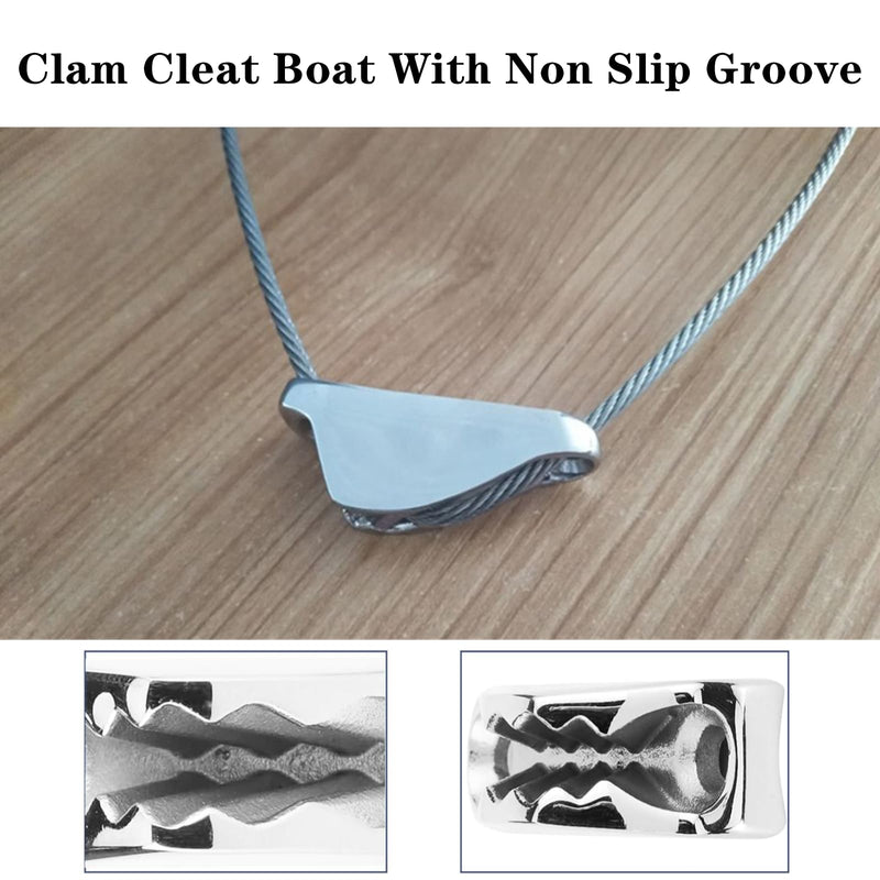 1 Pack Boat Rope Clam Cleat Sturdy 316 Stainless Steel Rope Cleat for Kayak