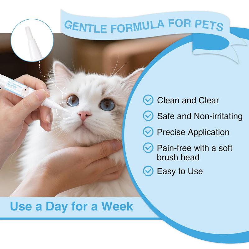 Tear Stain Remover for Dogs & Cats - Aloe Vera & Blueberry Extracts, Dog Eye Cleaner Pen for Discharge & Crust, Natural Plant-Based Pet Tear Stain Remover, Dog Grooming Supplies for Puppy & White Dogs Unscented