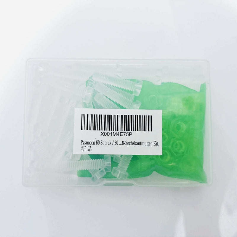 60 Pieces/30 Sets M6*25 mm PC Transparent Plastic Cross-recessed Round Head Screws and Hexagonal Nuts Kit, Corrosion-Resistant, for DIY, Model and Electronic Product Fixation.