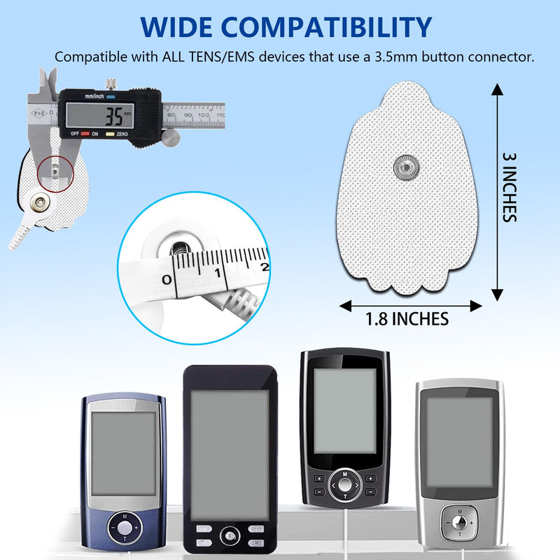 TENS Unit Electrode Pads, 40 Pcs Stronger Self-Adhesive Reusable Tens Unit Replacement Pads for 50 Times, VOVOU Latex-Free Snap TENS Pads Compatible with TENS EMS Devices Use 3.5mm Button Leads