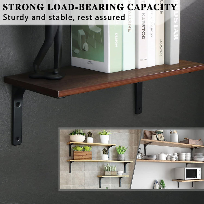 SAYAYO 4 PCS Iron Wall Shelf Bracket, 4 x 4 Inch Heavy Duty Shelf Support Bracket Decorative Joint Angle Bracket, Matte Black 4 x 4 Inch (4 PCS)
