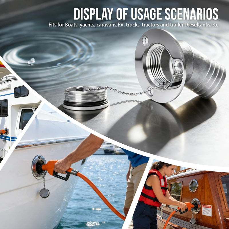 Angled Neck Boat Fuel/Gas Deck Fill/Filler 2inch Gas