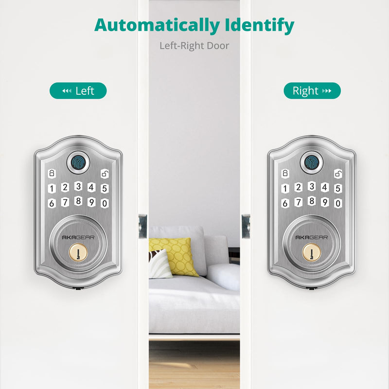 DS10 Keyless Entry Door Lock with Fingerprint, Electronic Keypad, 2 Keys, Auto-Lock & One Touch Locking, Easy Installation, Satin Nickel