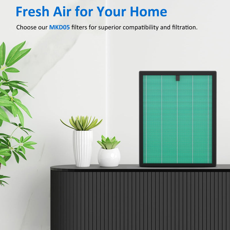 MK-D05 Air Filter Replacement for MKD05 Air Purifier, 4-in-1 High-Efficiency Filter - Pet Dander Version, 3 Pack, Green