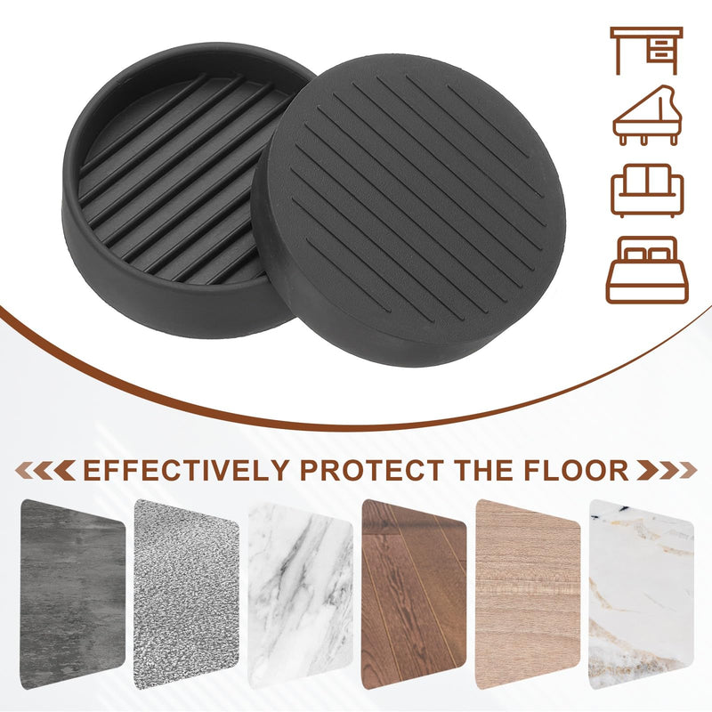 uxcell 12pcs Non Slip Furniture Pads,2" Round Furniture Coasters Caster Cups Furniture Feet Floor Protectors Bed Stopper for Hardwood Floors Sofa, Black 2" 12