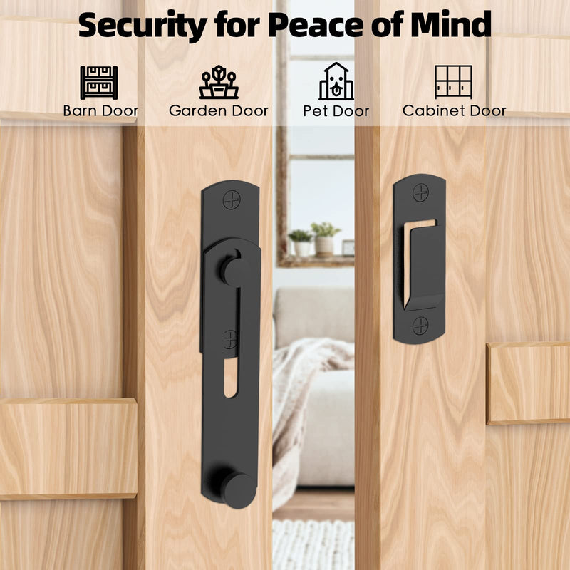 180 Degree Flip Sliding Barn Door Lock for Privacy - Safe barn Door Locks and latches for Barn Door, Pet Door, Bathroom, Outdoor, Garage, Window, Sliding Door black 1