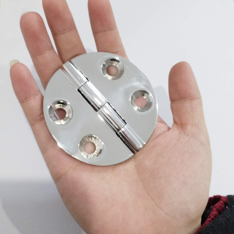 2Pieces of Marine Grade CAST Solid 316 Stainless Steel Mirror Polished Door /Cabinet Round Hinge Dia.2-1/2" (64mm) for Boat, RVs