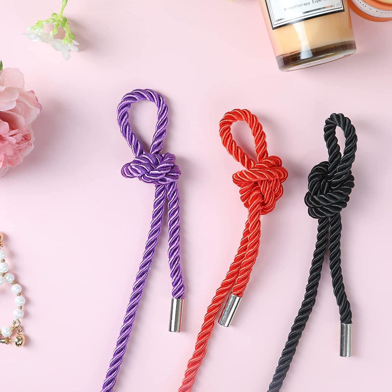 Silk Rope, Skin Friendly Soft Rope Durable, 32 Feet 8 mm Multipurpose Long Satin Braided Twisted Rope (2x8ft Black+16ft red+32ft Purple) 2x8ft Black+16ft red+32ft Purple