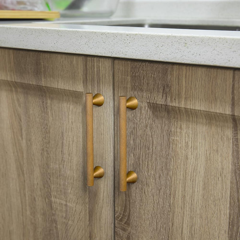 Goo-Ki 6 Pack 5" Center to Center Knurled Antique Brass Aluminium Cabinet Pulls with Zinc Alloy Cone Base Retro Handles for Kitchen Improvement