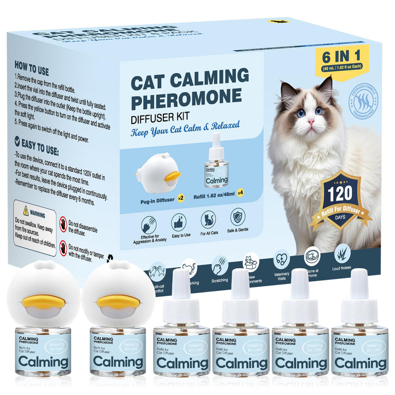 Cat Pheromone with 4 Refill Peeing Cat Diffusers,Pet Diffuser Plug in Spray Relaxer for Cats Anxiety Feromonas Calming Pheromones Relaxing Stress Diffuser Calmer