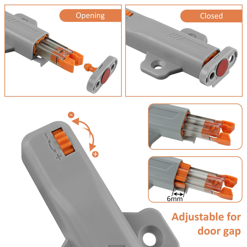 Push to Open Door Latch,10 Pack Non-Magnetic Heavy Duty Push Latch for Hidden Door Push Release Drawer Pull Touch Lock Tip On RV Closet Close Strong Pop Out,Push to Open Cabinet Hardware 10 Gray