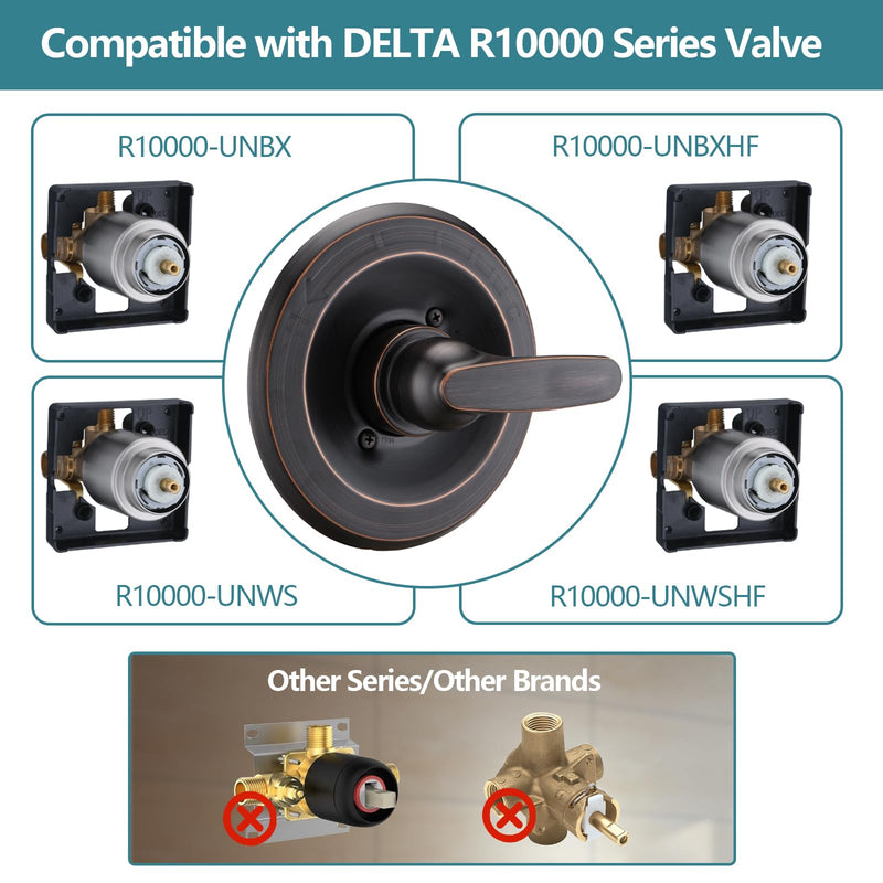 Replacement for Delta 1300/1400 & 13/14 Series Shower Trim Kit, Shower Cover Plate with Handle (Valve& Catridge Not Inclued) (Oil Rubbed Bronze) Oil Rubber Bronze 1