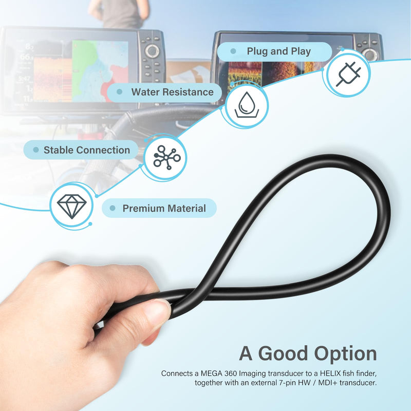 720107-1 9 M360 2DDI Y - MEGA 360 & 2D/MDI 7-pin Transducer Adapter Cable Y Cable Compatible with MEGA 360 and Helix 8/9/ 10/12/ 15 Fishfinder