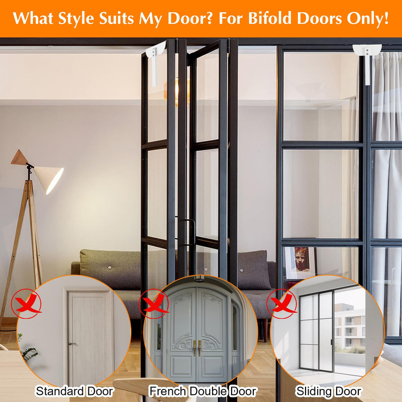 2 Pack Bifold Door Lock- Metal Double Door Child Safety Locks Keep Toddler, Cats & Dogs Out of Pantry, Closets, Cabinets
