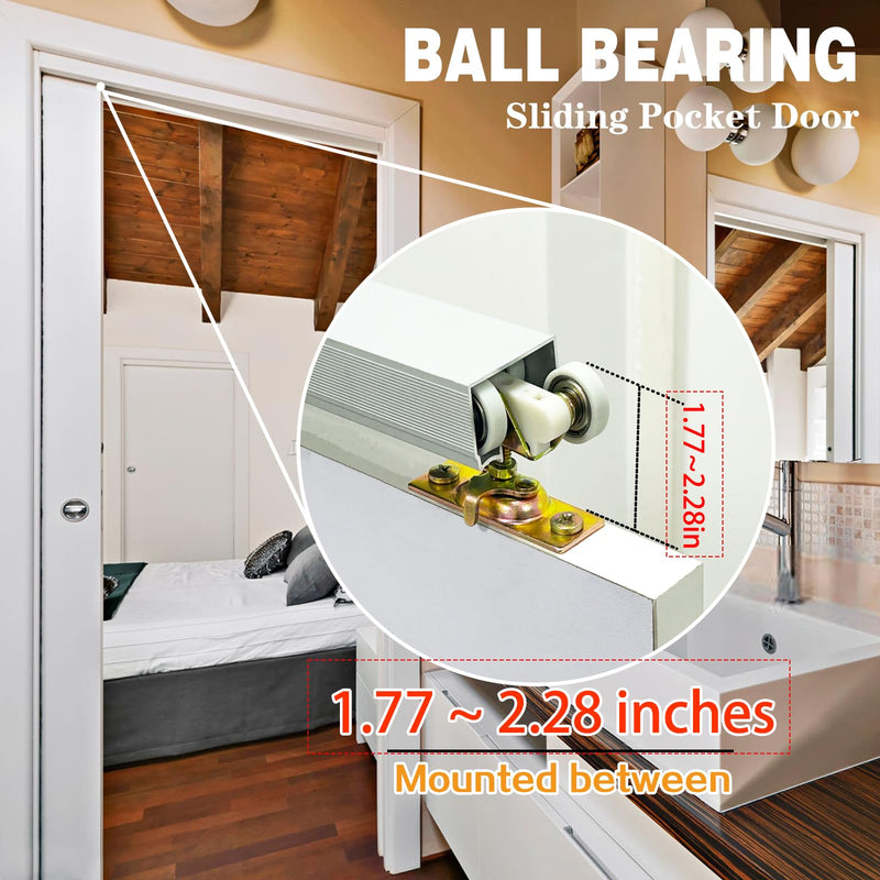2 Pack Pocket Door Frame Roller,Sliding Pocket Door Top Hanger Rollers Uesd for Johnson Part #1125 & #1500 Hardware Kit, 1" Nylon Ball Bearing Wheels, 200lbs Weight Capacity 1'' (no Rail)