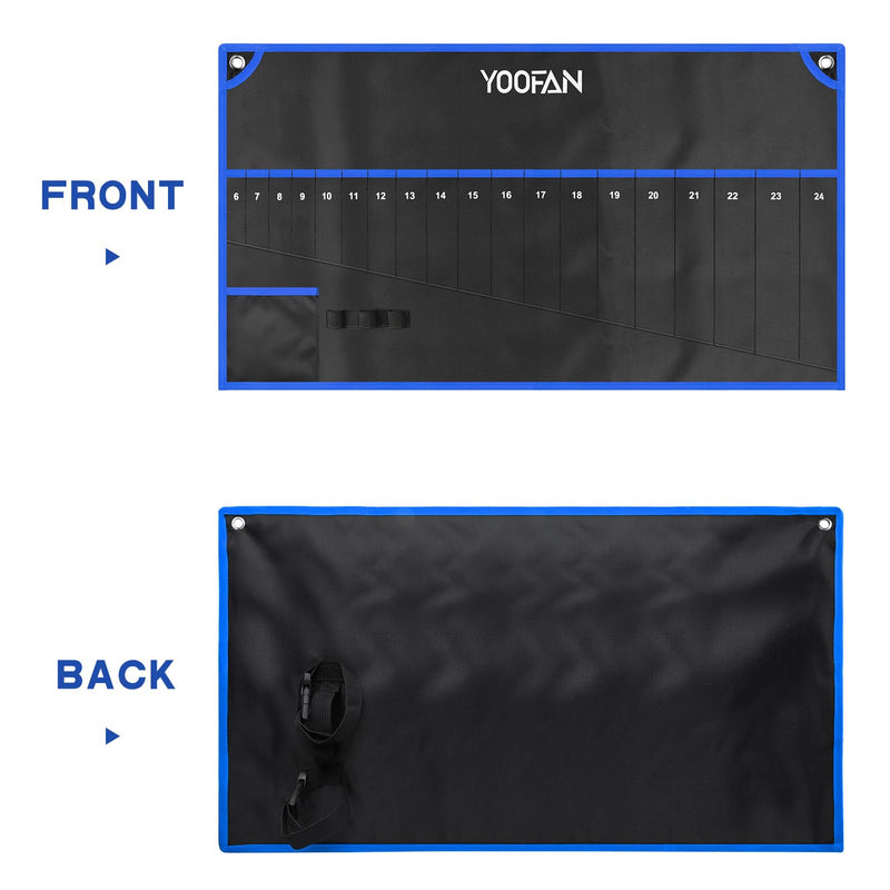 YOOFAN Wrench Roll Up Pouch – Wrench Organizer Bag with Handle, Wrench Holder for Hanging (19+1 Metric) 19+1 Metric