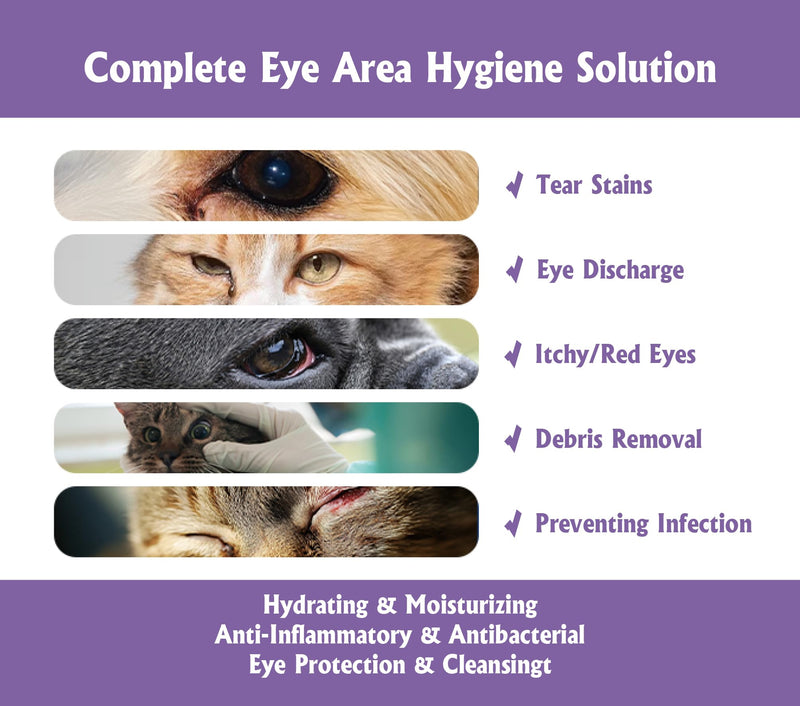 Dog and Cat Eye Wash | Eye Drops for Dogs and Cats Vet-Recommended Pet Eye Infection Treatment to Soothe Infection Allergy, Relieve Dry Eyes Pink Eyes, Pet Tear Stain Cleaner - 50ml