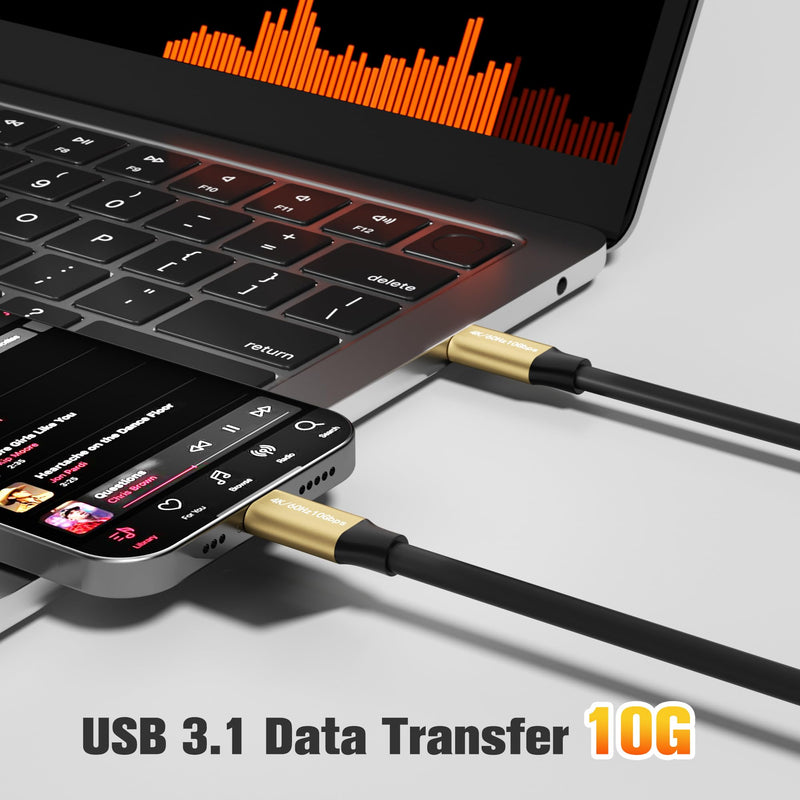 Ultra Long 4K USB C Cable 20 FT, Full Feature USB-C to C Cable, USB 3.1 Gen 2, Supports 4K@60Hz Video Output, 65W PD Fast Charging, 10Gbps Data Transfer, For Smartphone, Laptop, Tablet, TV, Monitor