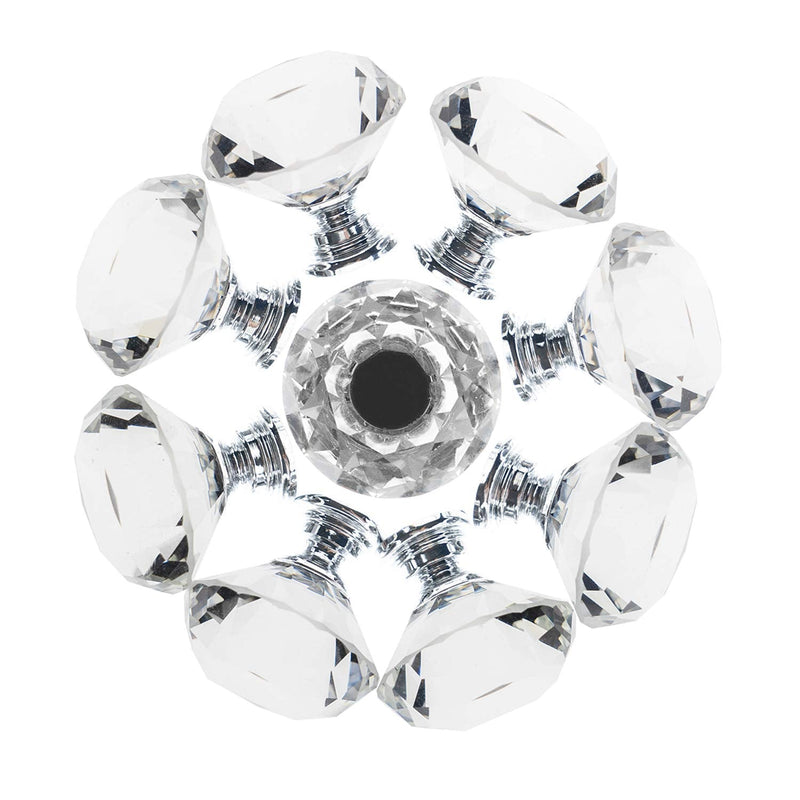 12 Pack Drawer Knobs Diamond Shaped Crystal Glass 30mm Cabinet Knobs Pull Handles (Silver) 30 mm, 12 Pack Silver