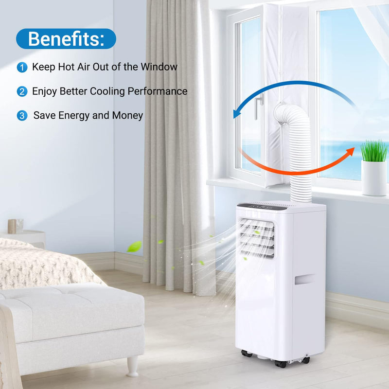400CM(157") Window Seal Kit, Casement AC Window Vent Seal Kit, 100% Sealing Effect Waterproof Window Seal Kit, Easy Installation, Fit for Single&Dual Hose 1~6in Portable Air Conditioner, Tumbler Dryer White-4M(157")