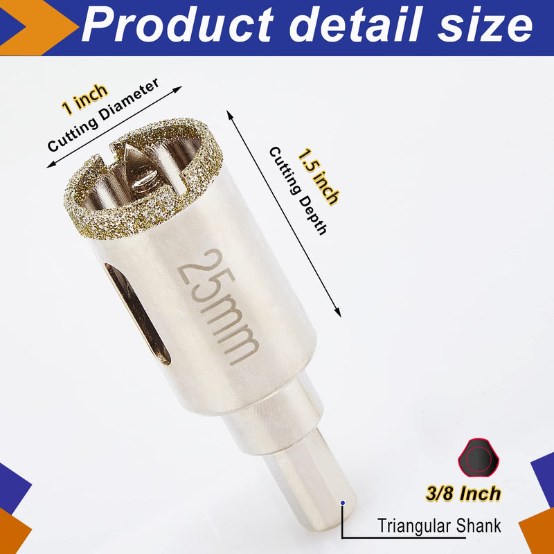 1 Inch Diamond Hole Saw with Pilot Bit, 1" Tile Hole Saw with Center Drill Bit for Marble, Granite, Ceramics, Porcelain Tiles, 1-1/2" Depth of Cut for Thick Countertops 26mm | 1"