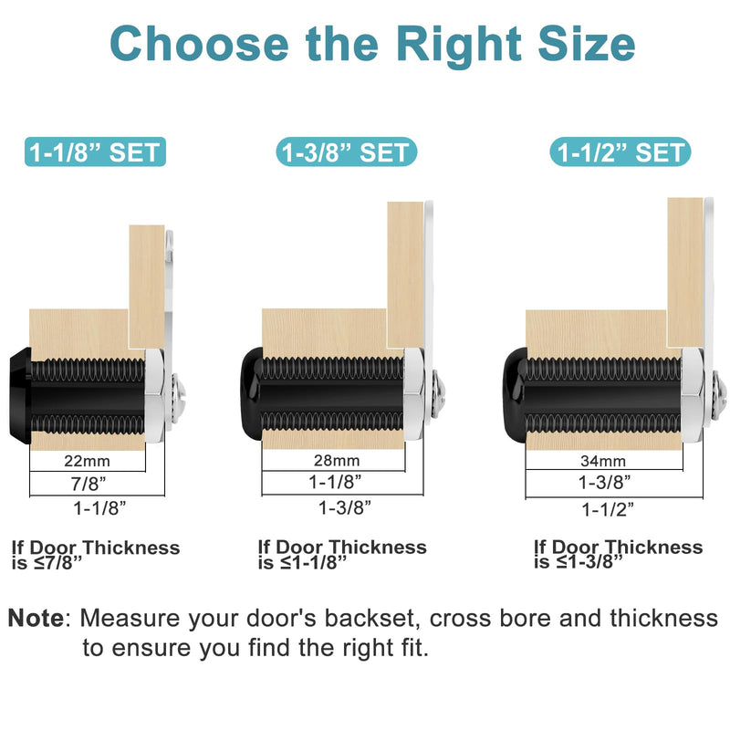 Cabinet Cam Lock Keyed Alike Black 1-1/2 Inch Cam Locks with Keys Secure Files Drawers RV Storage Locks Replacement Set, Black Finish (Black 1-1/2 Inch 2Pcs) Black 1-1/2 Inch 2Pcs