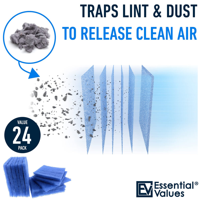 Essential Values 24-Pack Compatible Filters for Bettervent Indoor Dryer Vent – 120 Loads 24 Pack