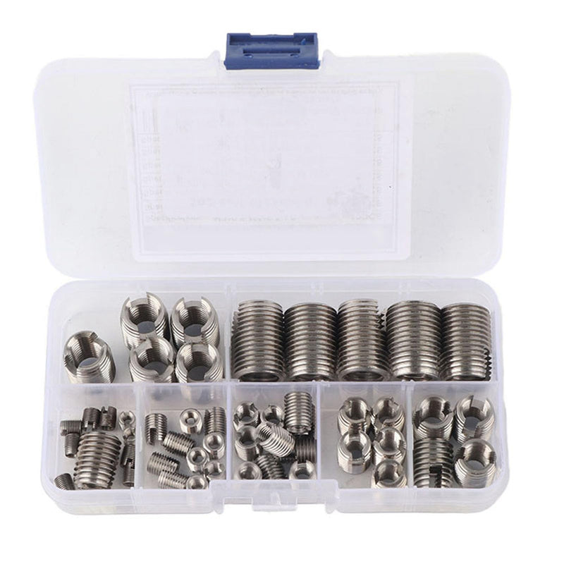50Pcs Quick Thread Insert with Storage Case, 302 Stainless Steel Inner Thread Self Tapping Thread Inserts Set, High Hardness and Low Abrasion Thread Reinforce Repair Tool