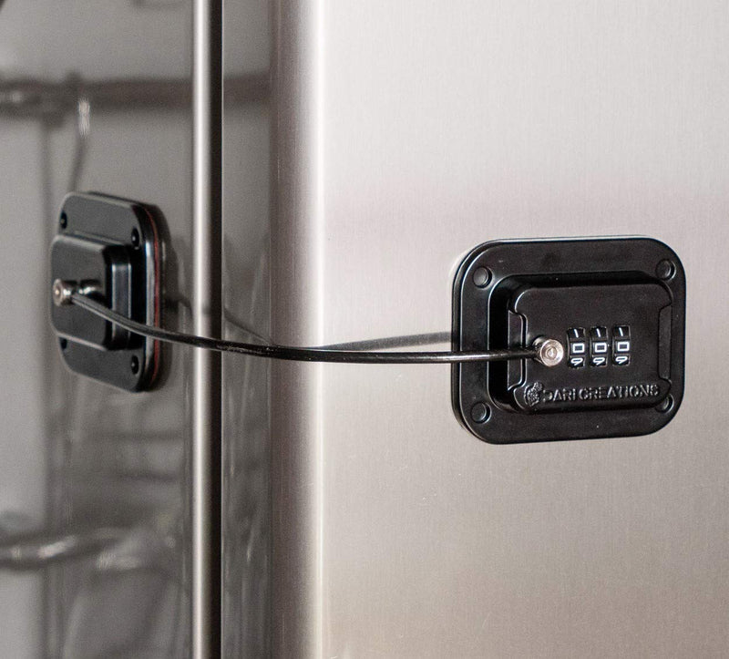 Heavy Duty Metal Refrigerator Lock – Keyless Combination Security for Fridge, Freezer, Mini Fridge, Cabinet – No Drill, Adhesive – Black