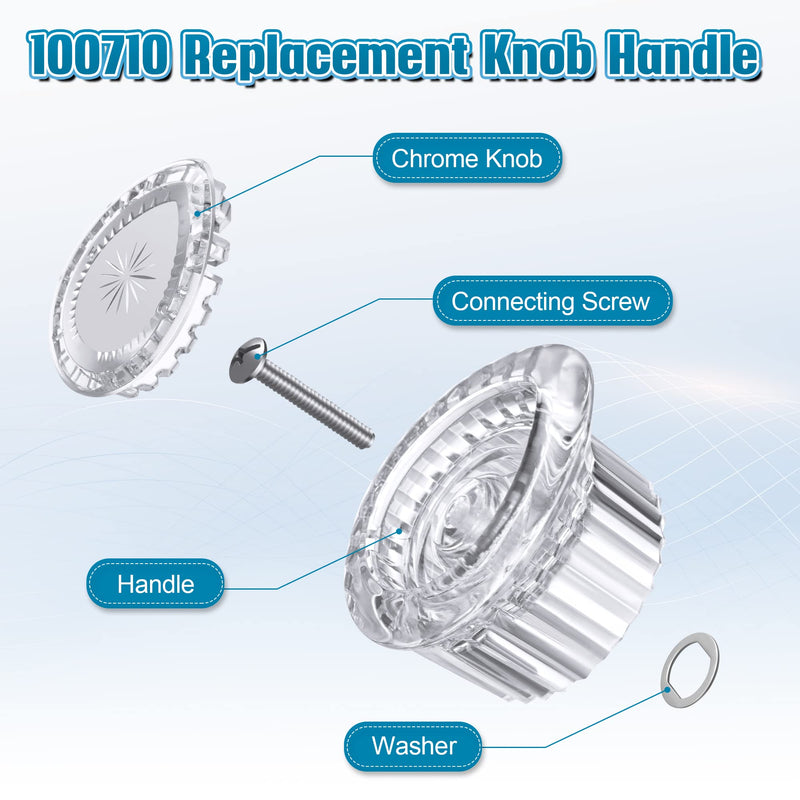 Enhon 4 Pcs Replacement Knob Handle Kit Compatible with Moen 100710 Shower Handle, Shower Knob Replacement for Single Handle Bathroom Faucet Tub Shower Handle, Chrome Knob Insert